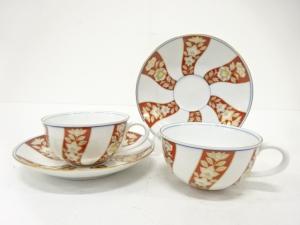 西山窯造　金彩　花　カップ＆ソーサー　ペア　洋食器